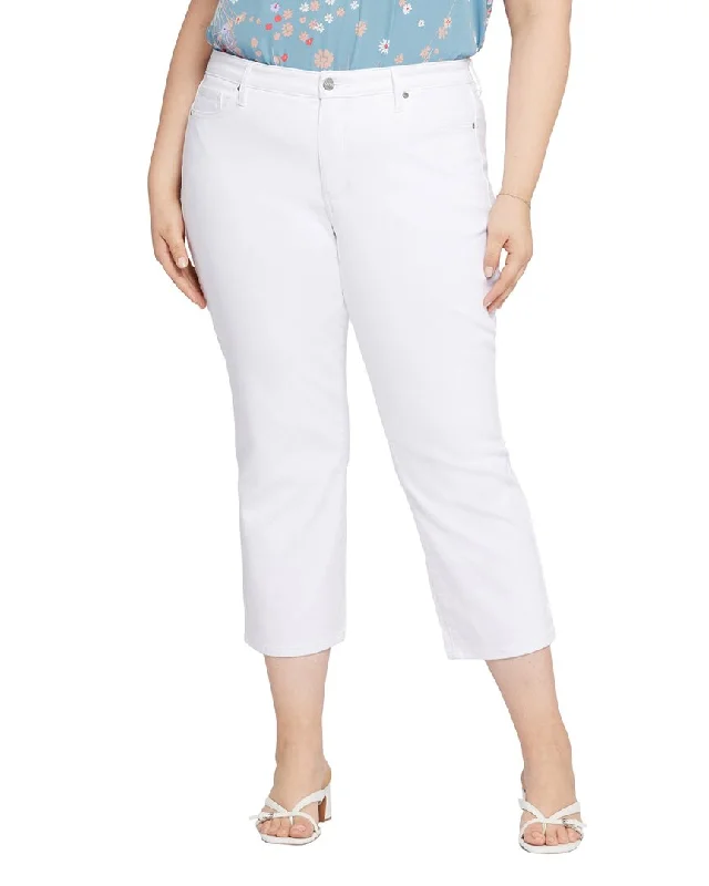 NYDJ Plus Piper Optic White Piper Jean Comfortable Distressed Straight-Leg Jeans