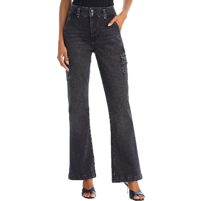 Paige Womens Dion High Waist Denim Cargo Jeans Comfortable Drawstring Waist Jeans