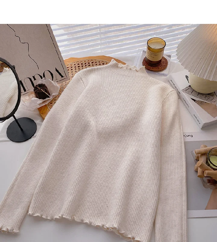 Plush sweater women's long sleeve thin bottomed top  6621 Mesh Fabric Canvas Fabric Denim Fabric