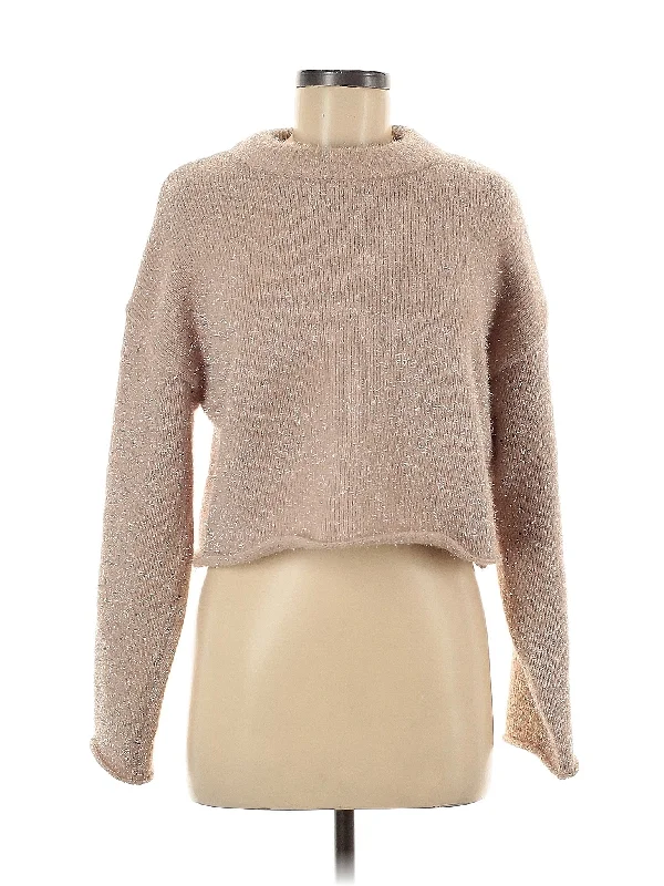 Pullover Sweater Mesh Blend Leather Blend Suede Blend