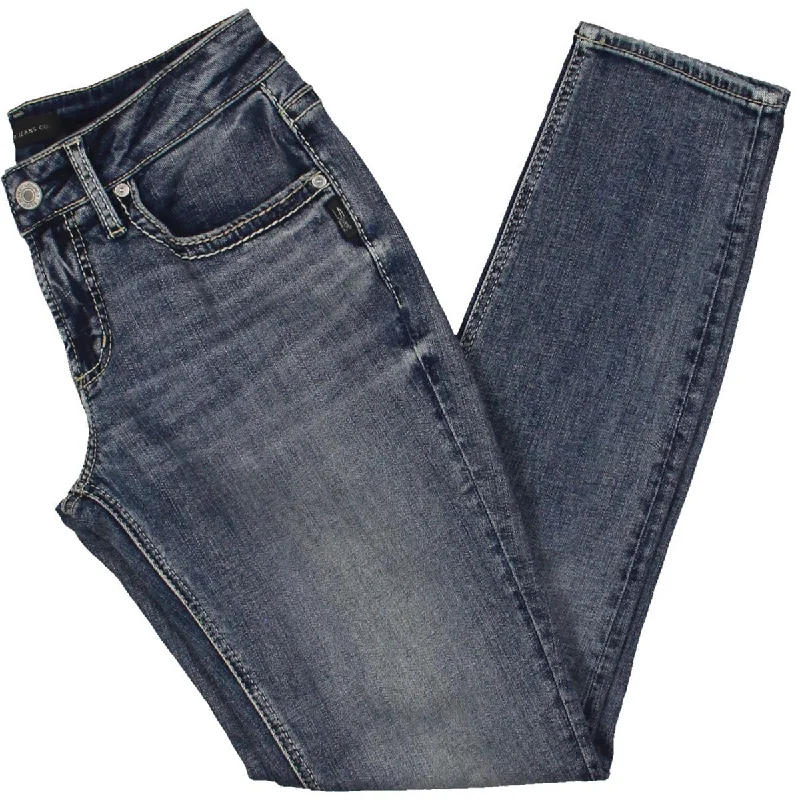 Silver Jeans Co. Womens Denim Girlfriend Slim Jeans Elegant Tapered Leg Denim