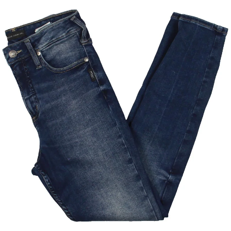 Silver Jeans Co. Womens High Rise Infinite Fit Skinny Jeans Comfortable Jogger Style Jeans