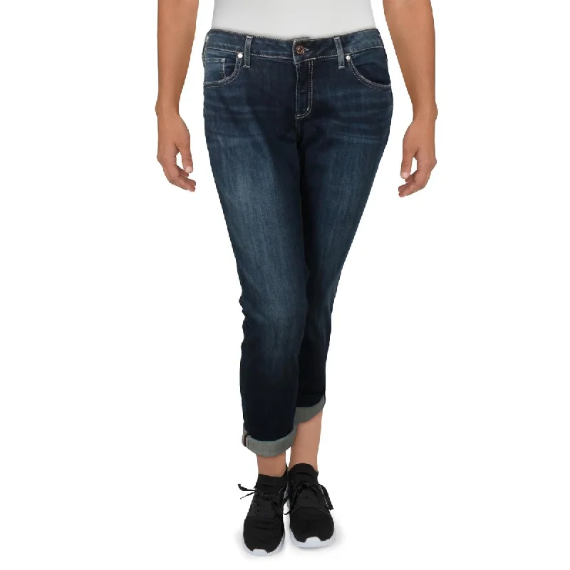 Silver Jeans Co. Womens Low Rise Faded Boyfriend Jeans Chic Rip-Detail High-Waist Jeans