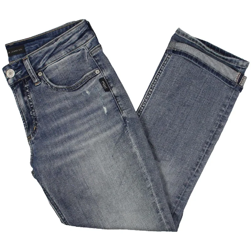 Silver Jeans Co. Womens Mid Rise Curvy Fit Capri Jeans Comfortable Full-Length Denim Jeans Silver Jeans Co. Womens Mid Rise Curvy Fit Capri Jeans Comfortable Full-Length Denim Jeans