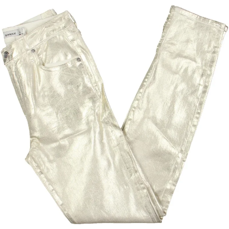 SIMKHAI Womens Rae High Rise Ankle Skinny Jeans Comfortable Zip-Fly Denim Jeans