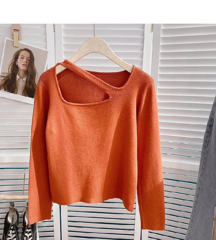 Small design hollow round neck sweater  6629 Polka Dot Checkered Tartan