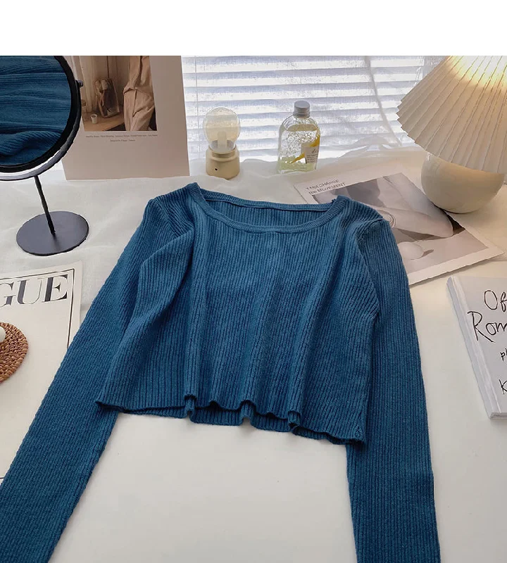 Solid color basic sweater women's long sleeve top bottomed shirt  6638 Soft Cozy Warm