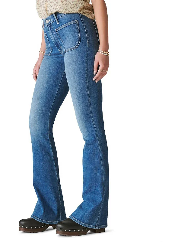 Stevie Womens High-Rise Stretch Flare Jeans Stylish High-Waisted Denim