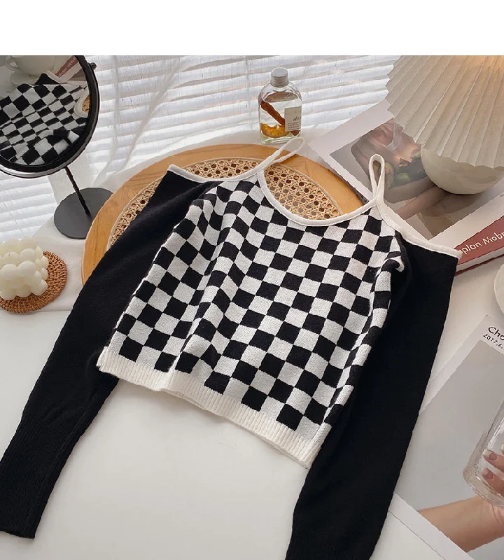 Straight neck slim clavicle sling long sleeve sweater  6639 Lightweight Heavyweight Midweight