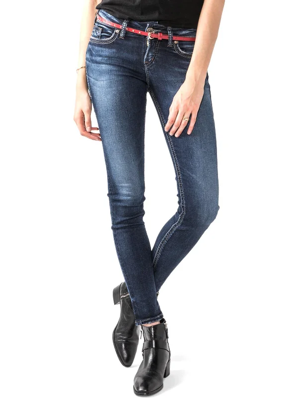 Suki Womens Denim Mid-Rise Skinny Jeans Classic Button Fly Jeans