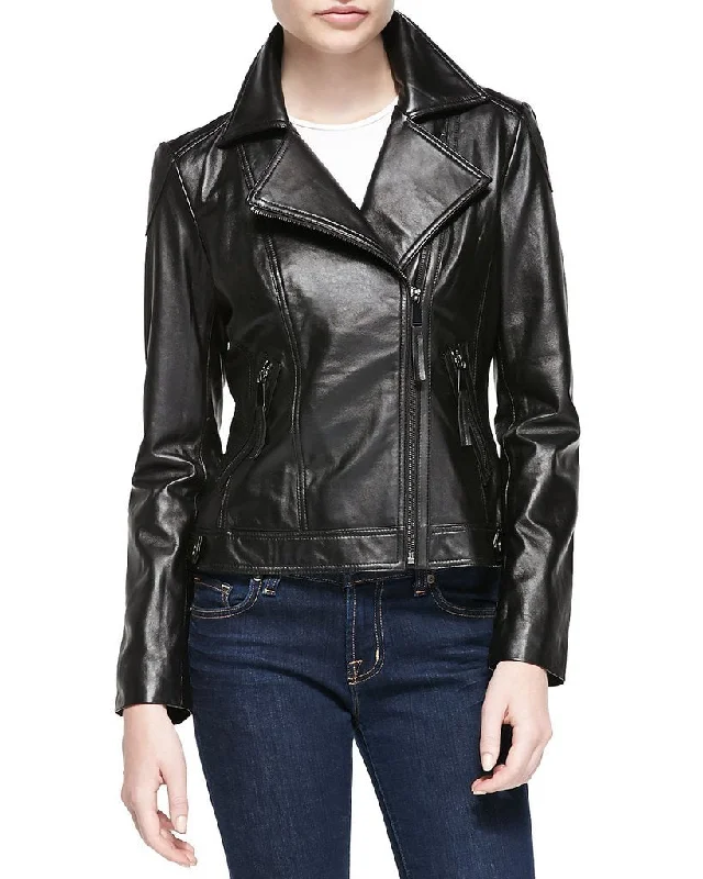 Super Natasha Women Biker Leather Jackets Knit Fabric Woven Fabric Fleece Fabric