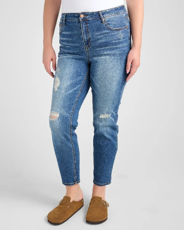Plus Size Suzi Mid Rise Distressed Skinny Jeans Trendy Acid Wash Skinny Jeans