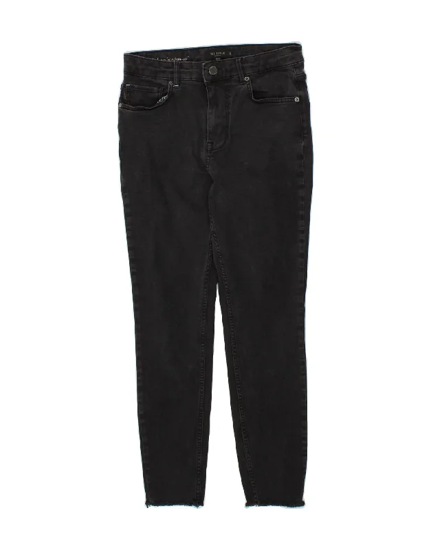 TED BAKER Womens Skinny Jeans W28 L27 Black Modal Elegant Raw Hem Jeans