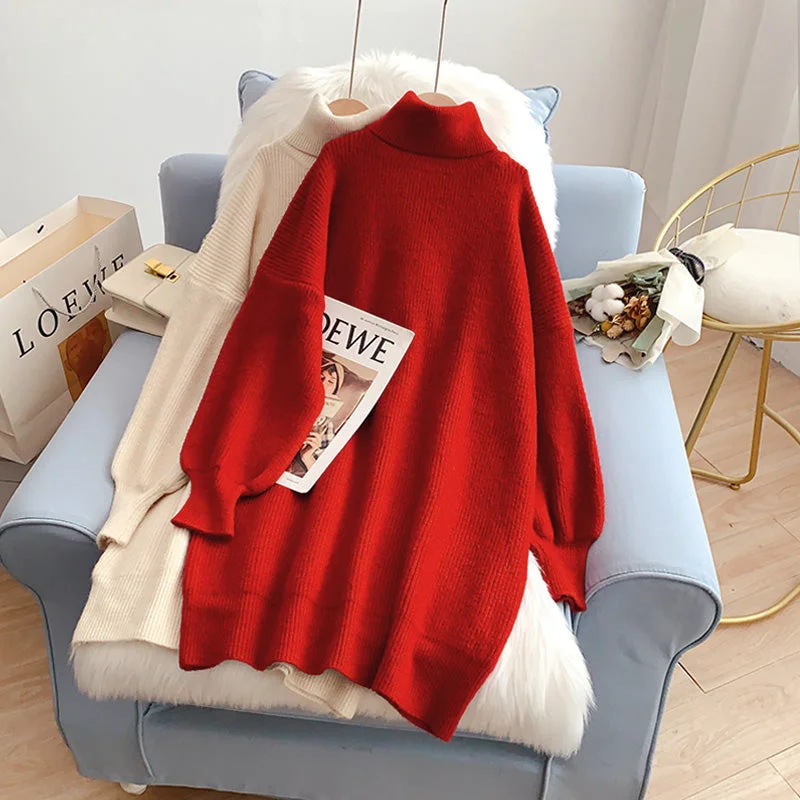 The new high neck knitted sweater is loose and lazy  5218 Open Front Closed Front Wrap Front