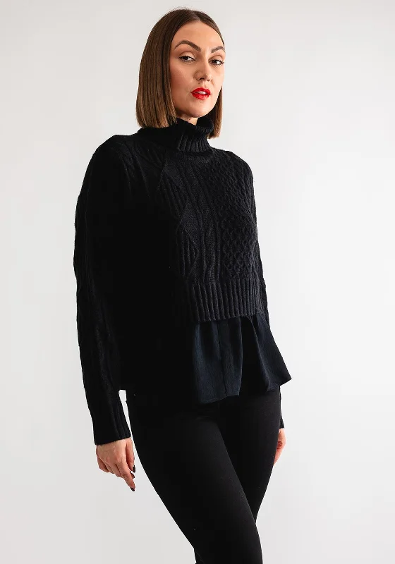 Tiffosi Astrid Polo Neck Knit Jumper, Black Modern Contemporary Chic
