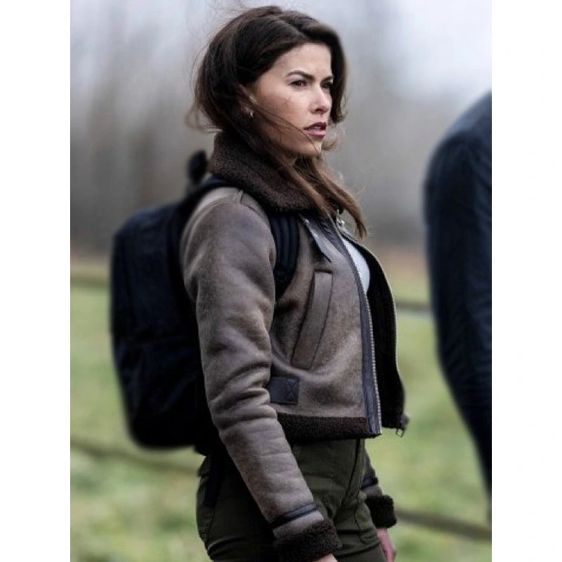 Tracker TV Series Sofia Pernas Shearling Jacket Zippered Jacket Buttoned Jacket Snapped Jacket