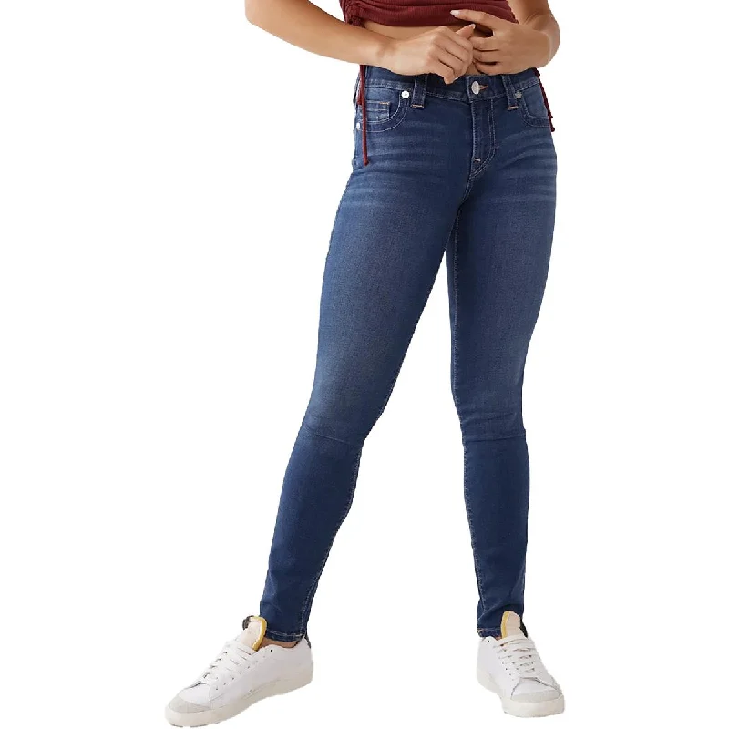 True Religion Womens Halle Mid-Rise Super Skinny Ankle Jeans Chic Ripped Jeans