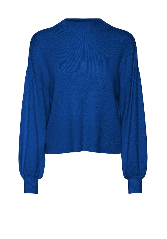 Vero Moda Nancy Funnel Neck Sweater, Blue Stylish Fashionable Trendy