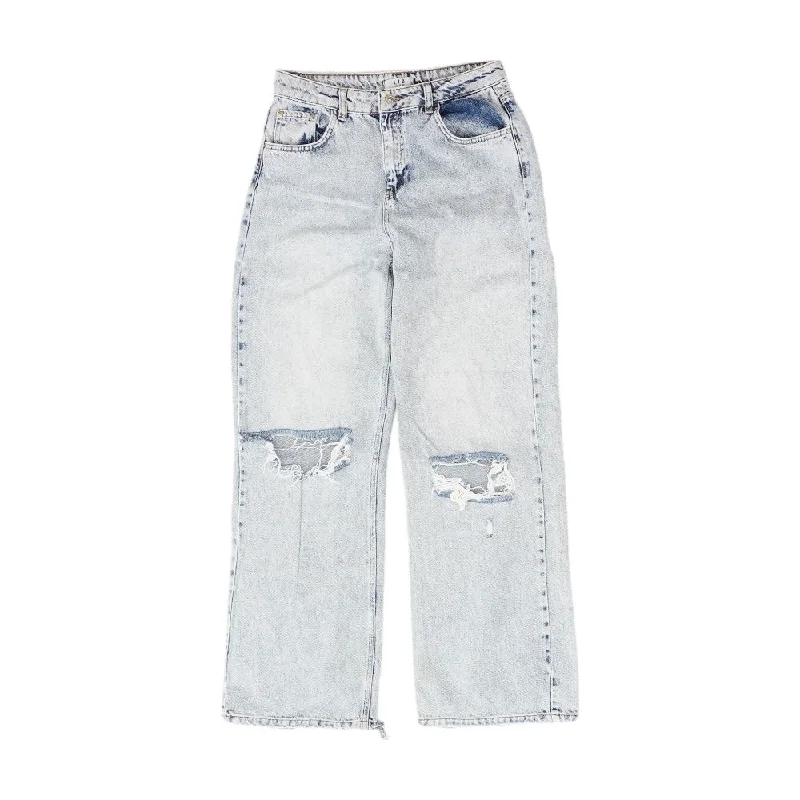 White Misc High Rise Wide Leg Jeans Comfortable Mid-Rise Jeans