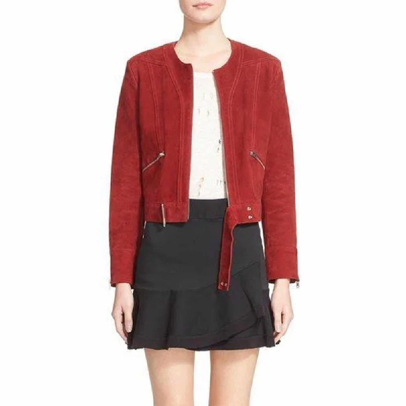 Chic Slim Fit Burgundy Suede Leather Jacket Corduroy Jacket Velvet Jacket Brocade Jacket