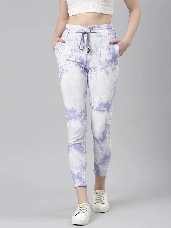 Women White Solid Slim Fit Denim Jeans-GZ-5137-Whitelavender Cozy Wide-Legged Jeans