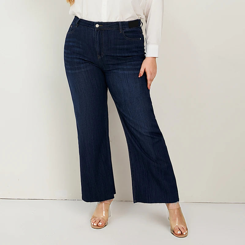 Women Wide Leg Jeans Plus Size Loose Denim Jeans for Summer 175 Stylish Tapered Fit Jeans
