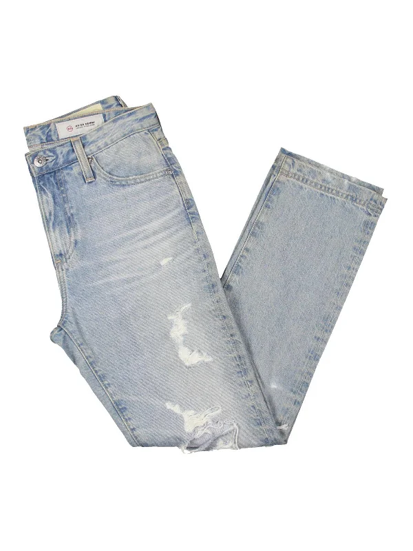 Womens Cotton Distressed Straight Leg Jeans Fashionable Bootcut Jeans