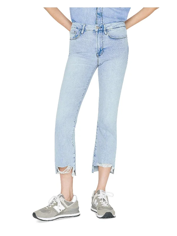 Womens Released Hem Denim Bootcut Jeans Stylish High-Rise Mom Jeans