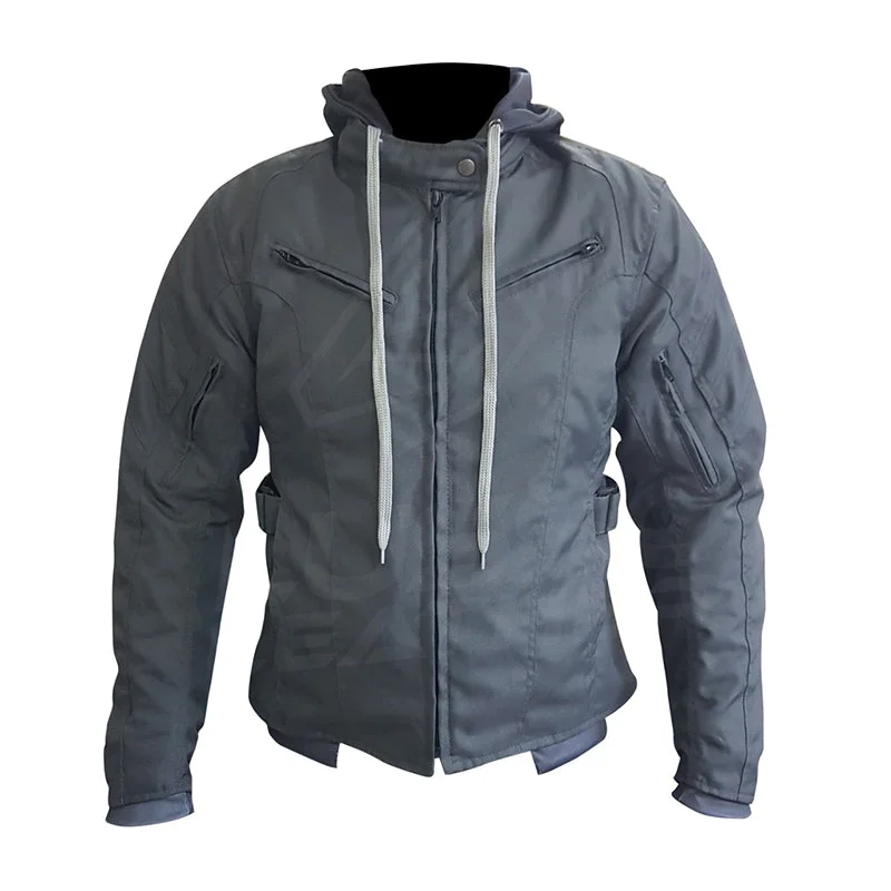 Women's Utility Air Ventilation and Hooded Breathable and Waterproof Textile Motorcycle Jacket with armor protectors Denim Jacket Leather Jacket Suede Jacket