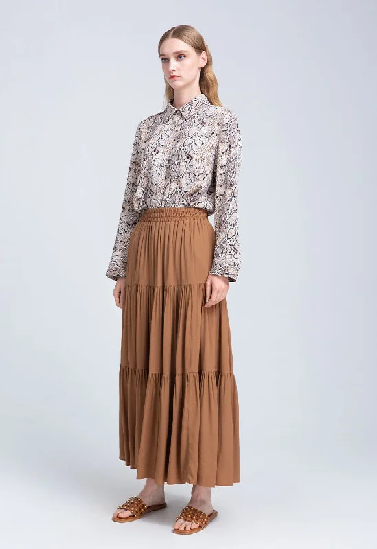 Solid Tiered Skirt leather skirt modern