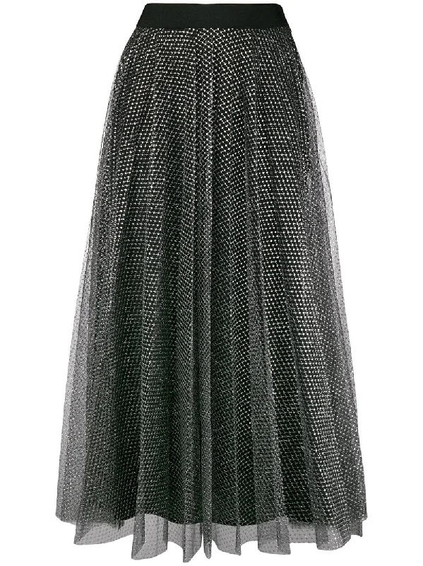 metallic tulle pleated skirt leather skirt sleek