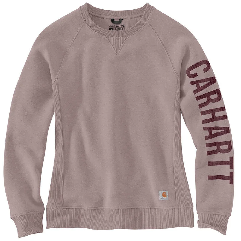 104410 - Carhartt Women's Relaxed Fit Midweight Crewneck Sweatshirt Hoodie with Rolled Sleeves Casual Relaxed