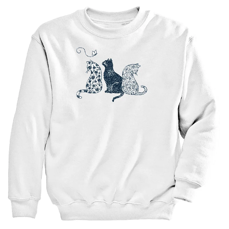 Fancy Cats Women's Crew Neck Sweatshirt Hoodie with Raw Hem Edgy Unfinished