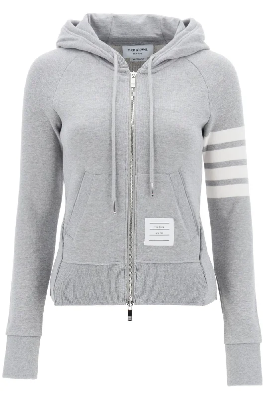 4-bar Full Zip Hoodie  - Grey Hoodie with Turtle Neck Cozy Winter