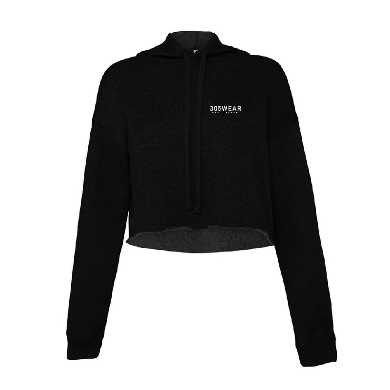 305WEAR Wordmark Pure Fleece Cropped Hoody Hoodie with Strings Custom Fit Adjustable