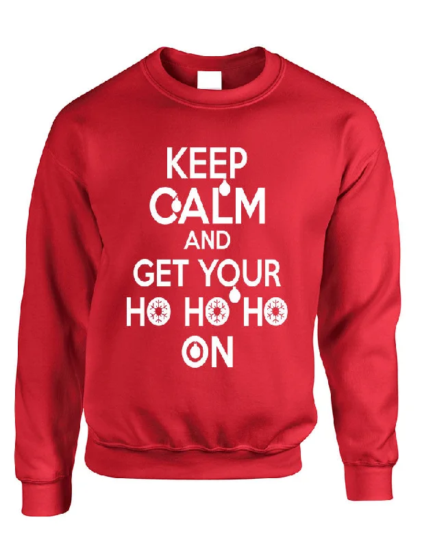 Adult Crewneck Keep Calm And Get Your Ho Ho Ho Christmas Sweater Casual Formal Business