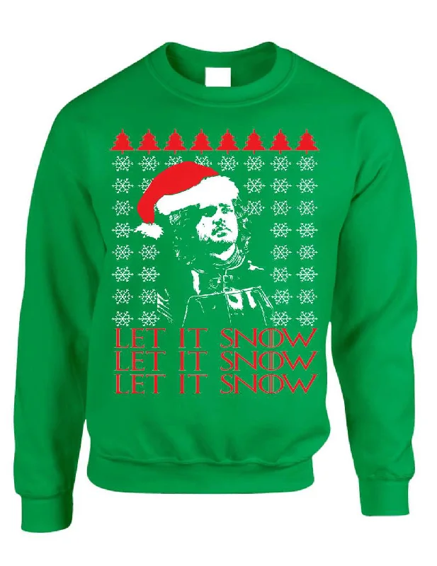 Adult Crewneck Let It Snow Ugly Christmas Sweater Jon Snow Gift Polka Dot Checkered Tartan