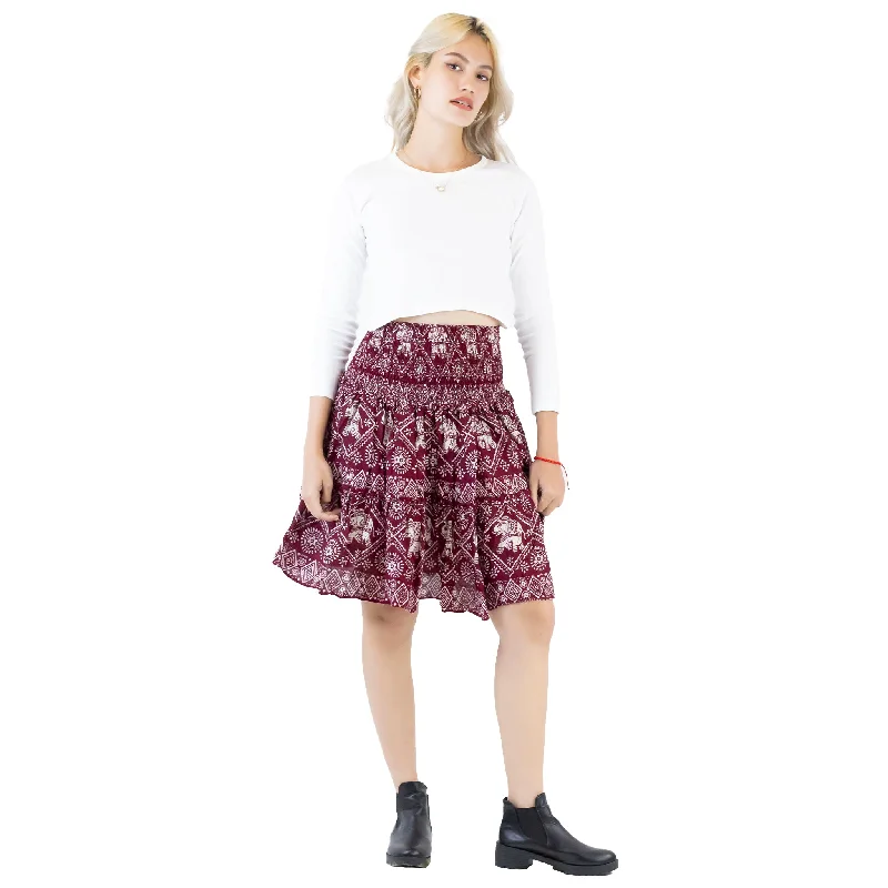 African Elephant Women's Skirt in Red SK0090 020004 03 boho skirt vibe