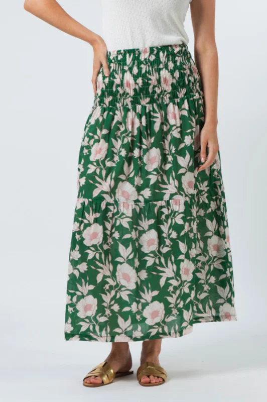 Aja Skirt - Vintage Green Floral chiffon skirt floaty
