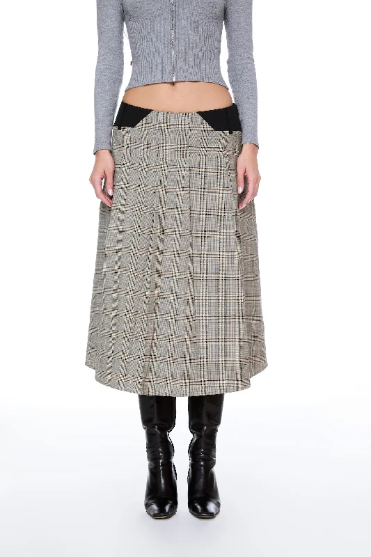 ALBRA SKIRT - BROWN CHECK denim skirt classic