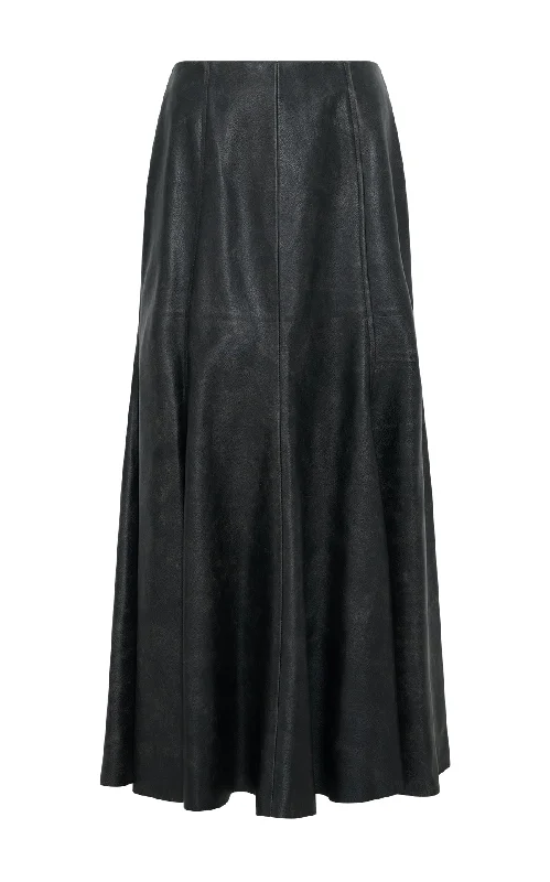 Amy Midi Skirt in Black Leather chiffon skirt delicate