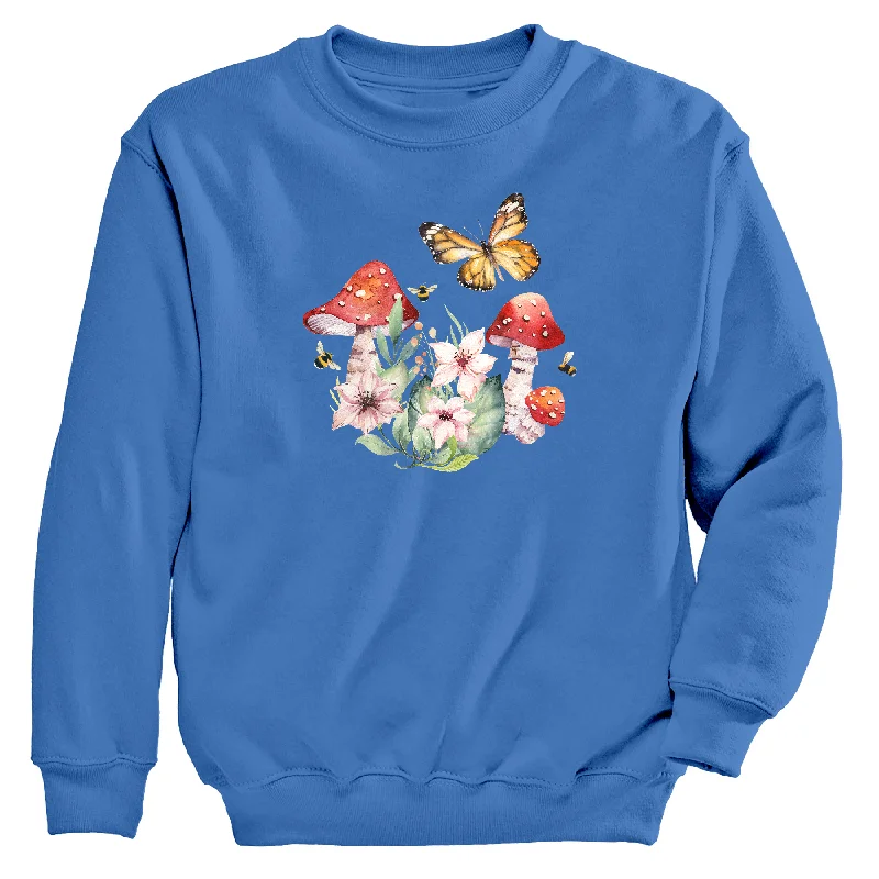 Mushroom Visitors Women's Crew Neck Sweatshirt Hoodie with Print Artistic Unique