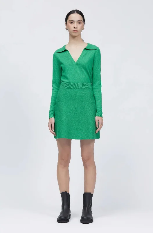 Avenyn Knit Skirt Green tiered skirt playful