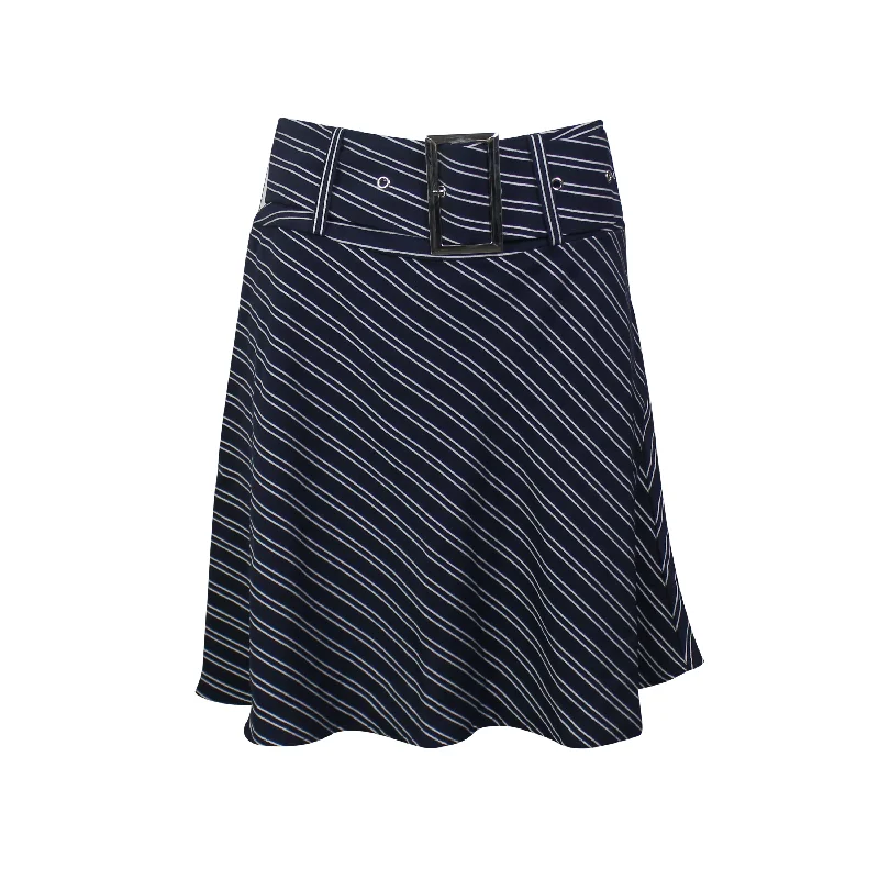 Opening Ceremony NAVY BELTED STRIPED FLARE SKIRT chiffon skirt airy