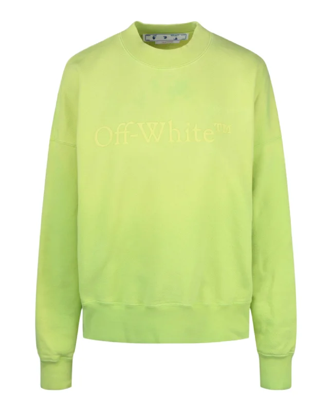 Off-White Womens Laundry Crewneck Sweater Graphic Sweater Embroidered Appliqued