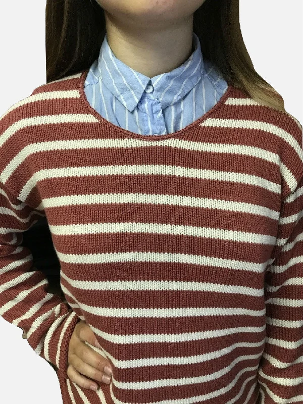 Binghamton Knitting Company V-Neck Sweater Striped Floral Plaid