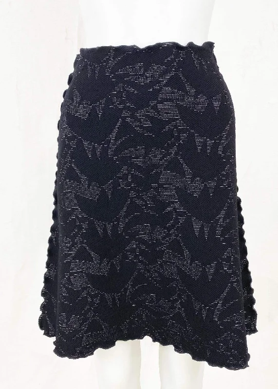 Black Galera Jacquard Knit Bias Skirt linen skirt light