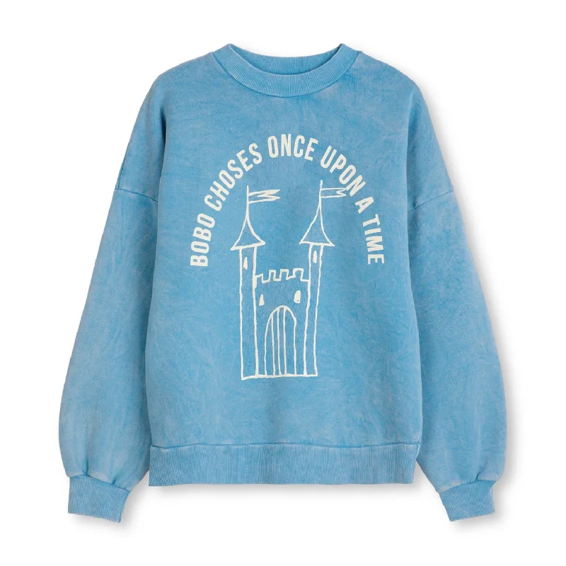 Bobo Choses Faraway Castle Sweatshirt Light Blue Hoodie with Cropped Fit Short Trendy