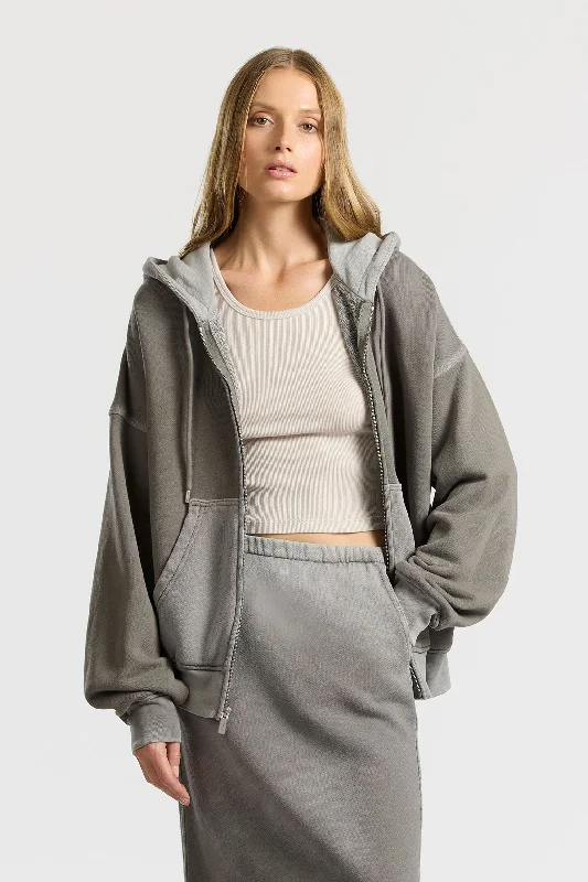 Boston Zip Hoodie Hoodie with Drawstring Waist Adjustable Fitted