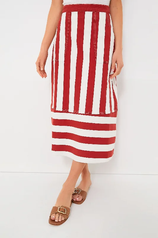 Brick Cabana Stripe Nadine Skirt denim skirt stylish